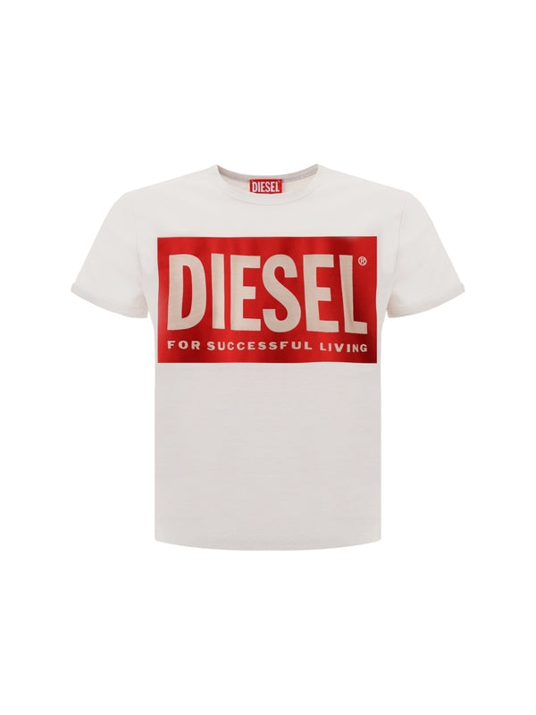 DIESEL - Sheer Logo Detail Short-sleeve T-shirt - Jente