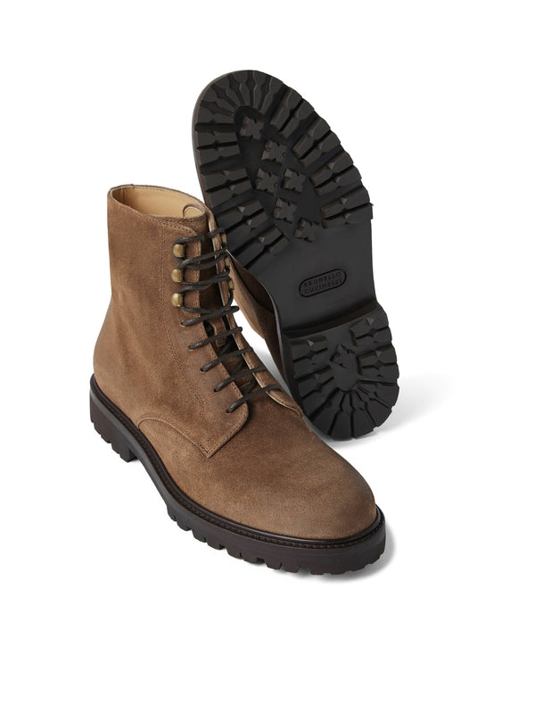 Chunky Sole Calfskin Suede
  Lace-Up Boots