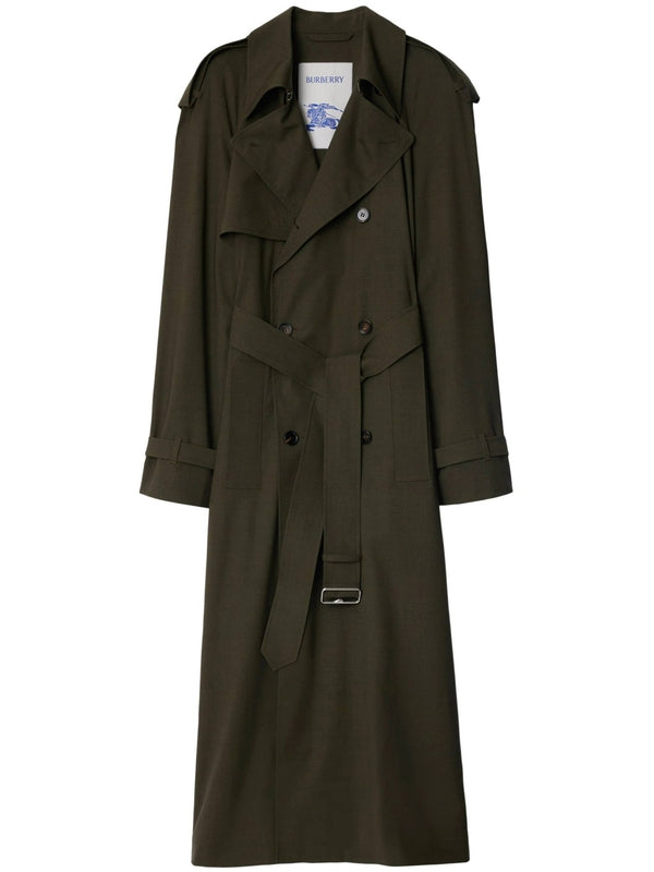 B Buckle Wool Blend Trench Coat