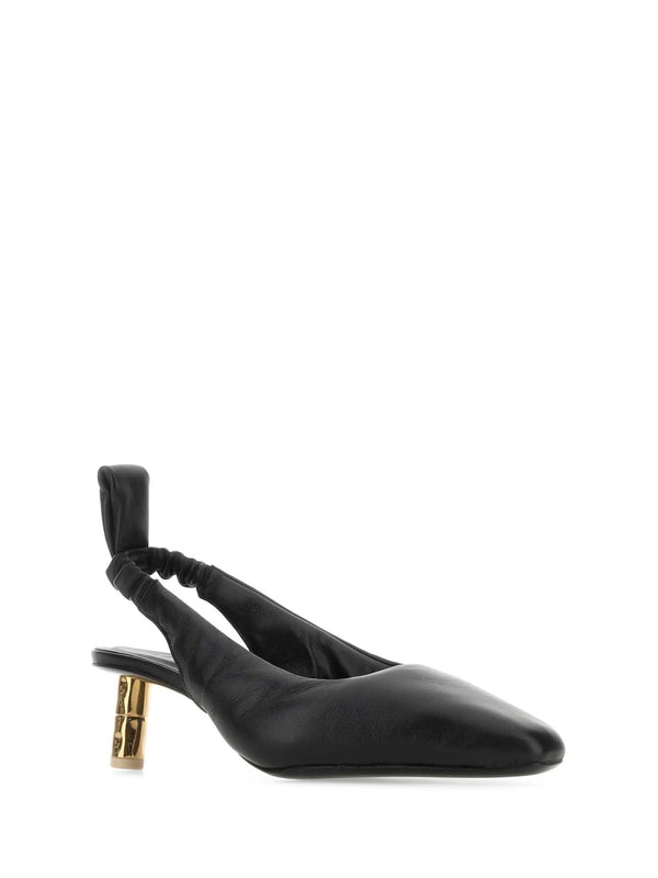 Puffy Leather Slingback Heel