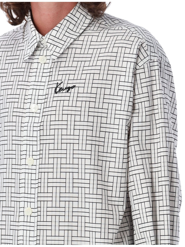 Weave Graphic Pattern Cotton Shirt