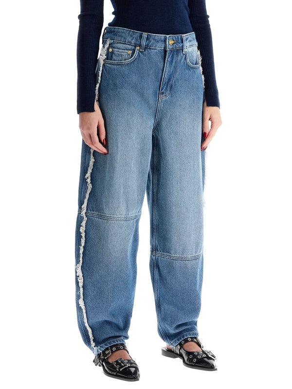 Back Logo Patch Side Fringe Denim Pants