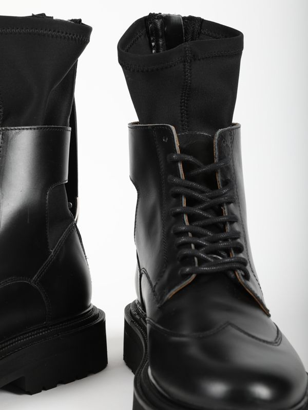 Embellishment Detail Leather Lace-up Boots