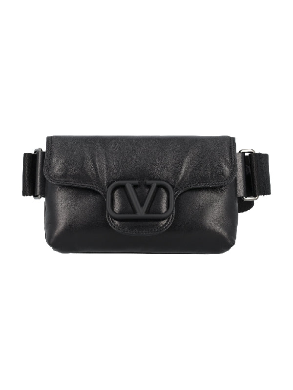 V Logo Leather Crossbody Bag