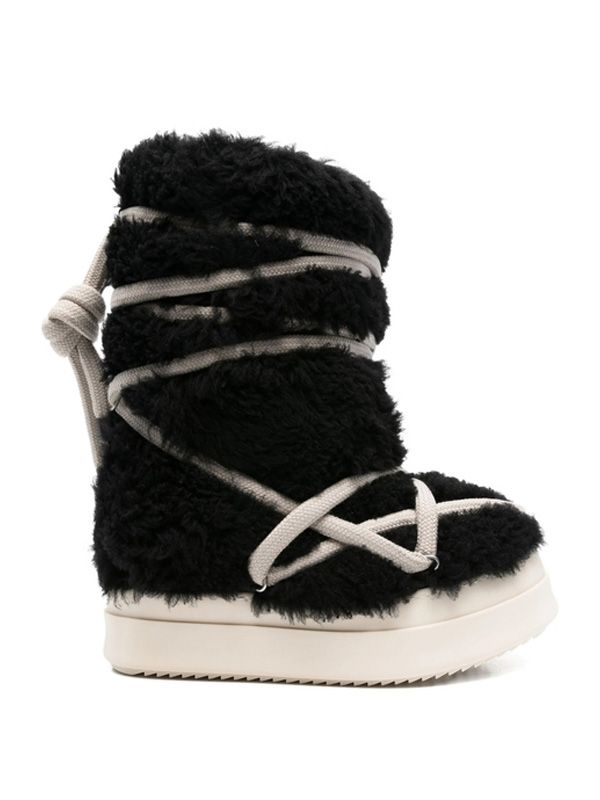 Rick Owens Black Lace-Up Boots