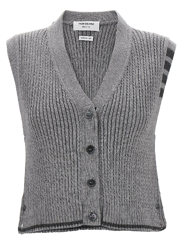 Diagonal Rib Wool Knit Vest