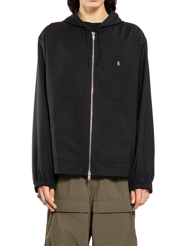 4g Detail Wool Hooded Zip-up