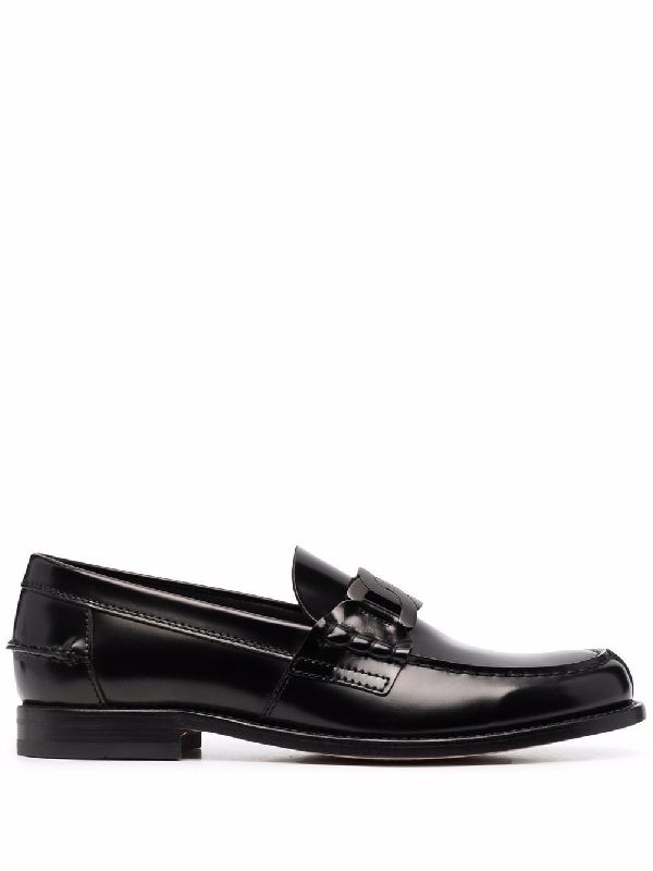Chain Link Leather Loafers