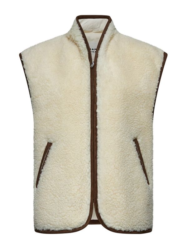 Beige Wool Blend Shearling Vest