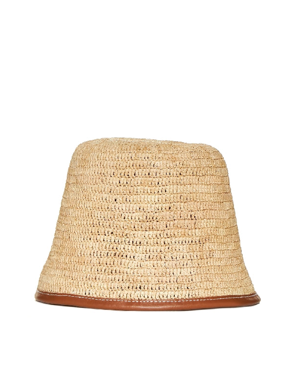 Logo Patch Raffia Bucket Hat