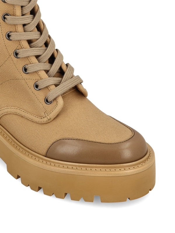 Celine Beige Lace-Up Boots