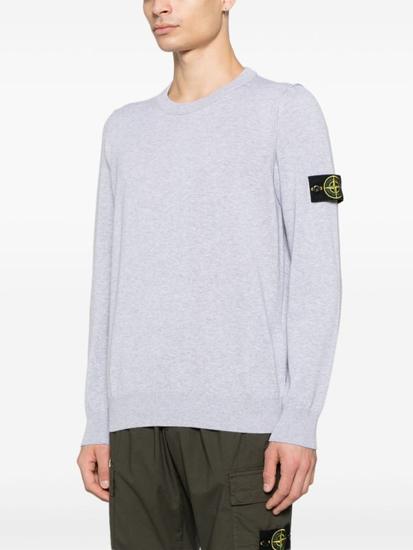 Woven Patch Crewneck Cotton Knit