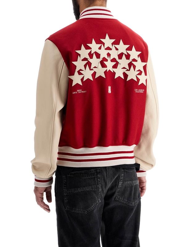 Star Patch Wool Bomber Jacket