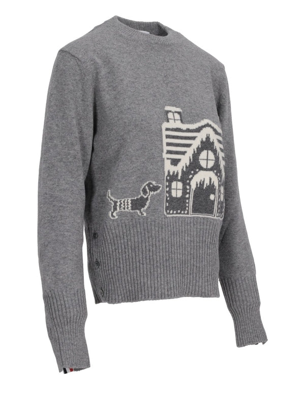Jacquard Grey Wool Knit