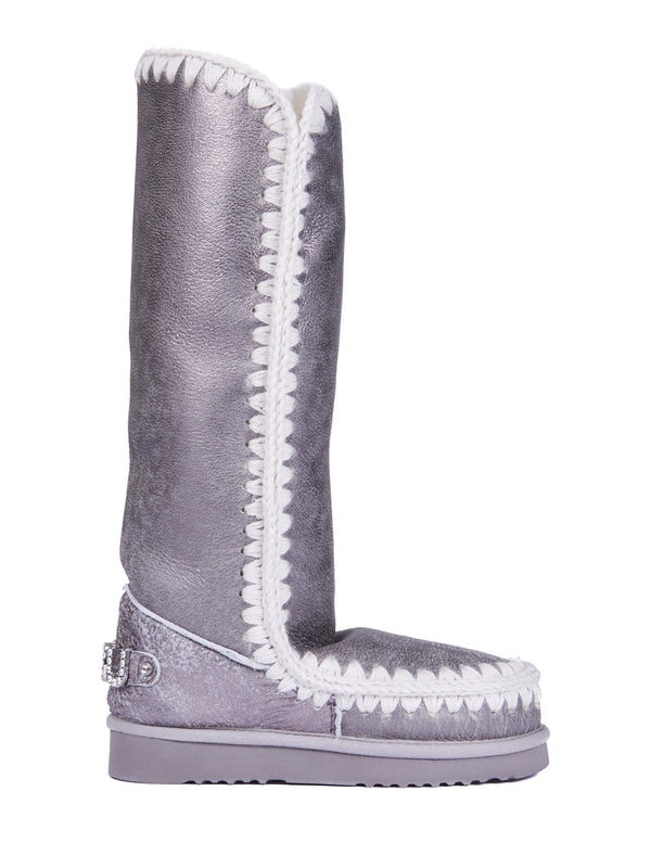 Eskimo 40 Rhinestone Logo Suede High Boots