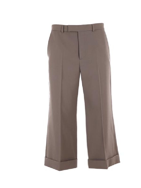 Wool Wide Turn-Up Pants