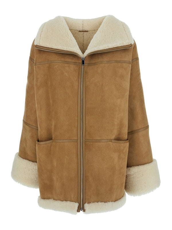 Shearling Insert Suede Leather Jacket