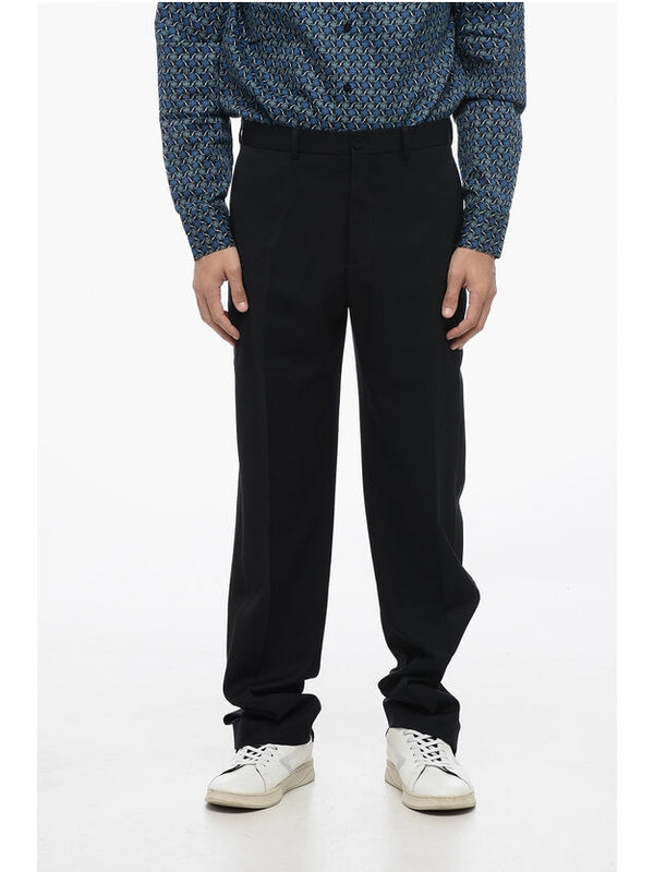 Ankle Snap Detail Wool Pants