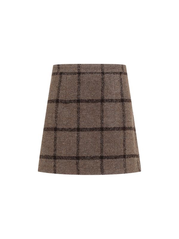 Check Pattern Wool Mini Skirt