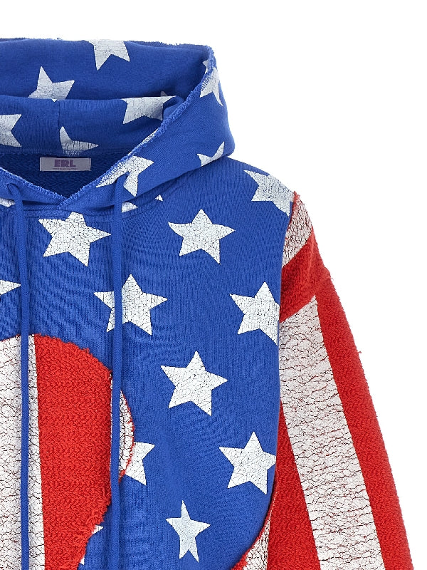 Flag Print Swirl Panel Hoodie