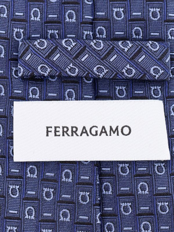 Gancini Pattern Silk Tie