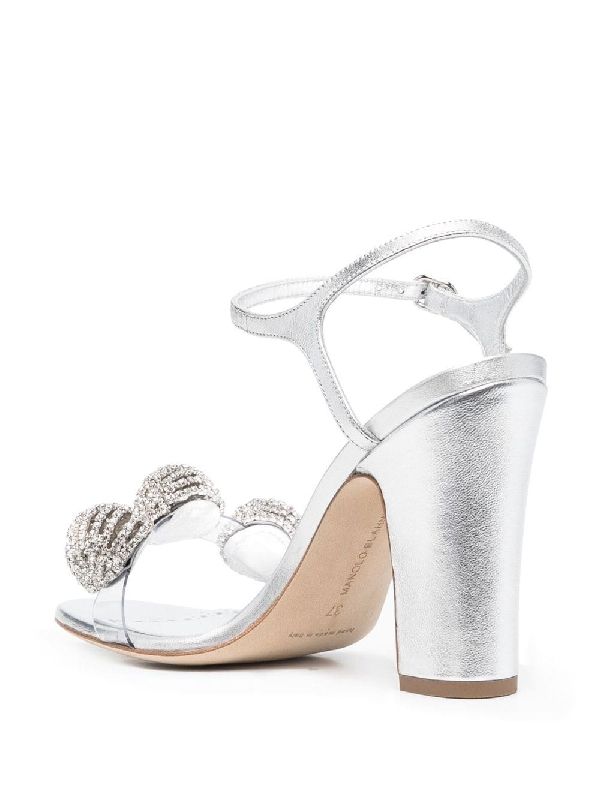 Elhob Metallic Leather Sandal Heels