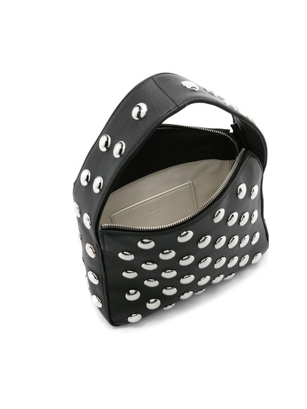 Stud Embellished Leather Tote
  Bag