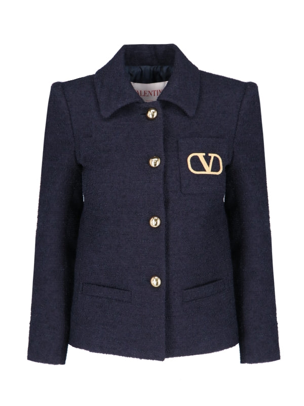 V Logo Tweed Jacket