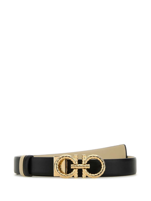 Double Gancini Leather Belt