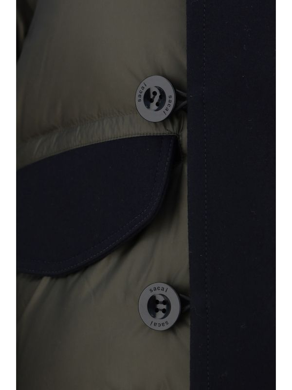 Wool Insert High-neck Nylon Puffer