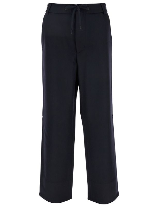 Back Logo Patch Drawstring Wool Pants