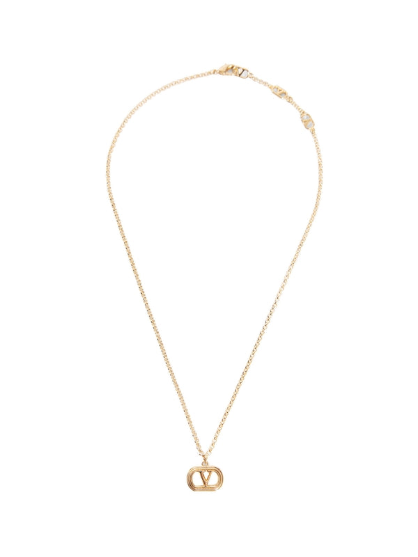 V Logo Pendant Necklace