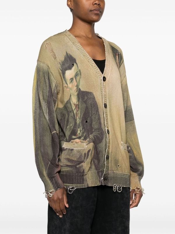 Graphic Printing Cotton Cardigan