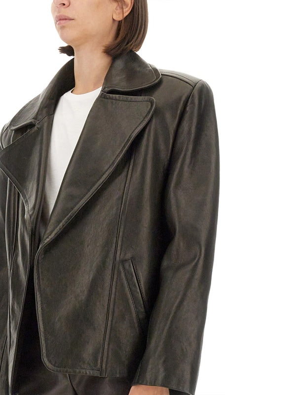 ダブルブレストベルトラムスキンジャケット