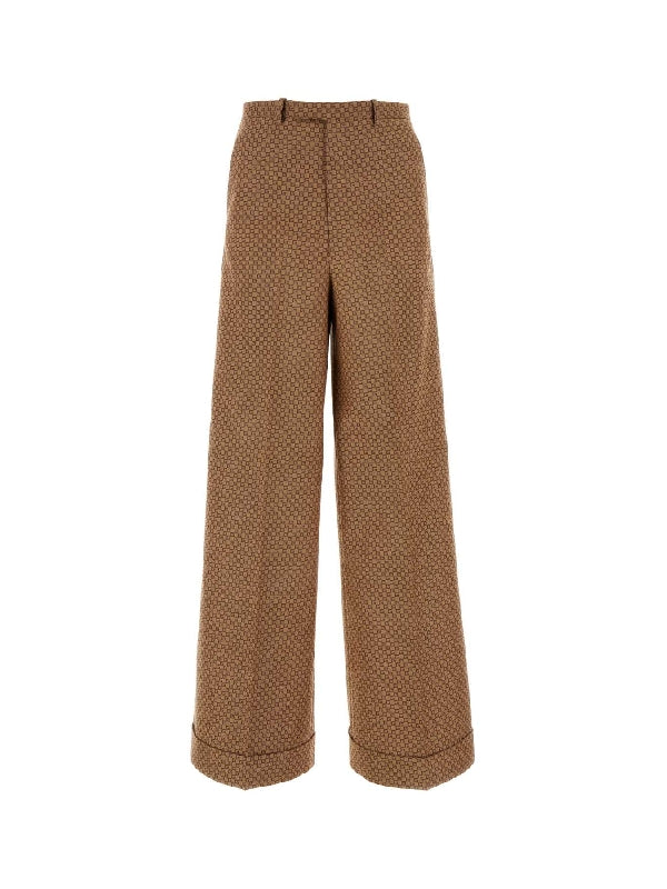 Square G Embroidered Wool Pants
