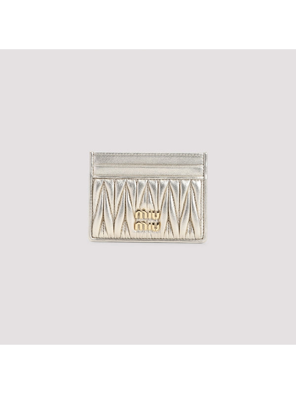 Metal Logo Matelassé Leather Card Case