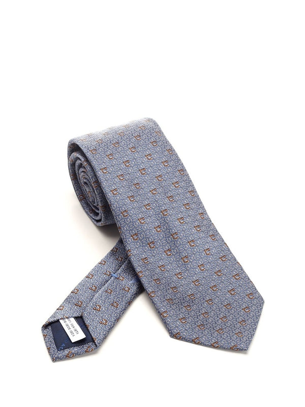 Gancini Pattern Silk Tie