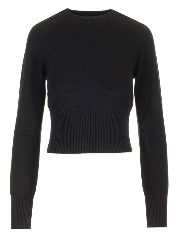 后背徽标贴片羊绒混纺针织衫