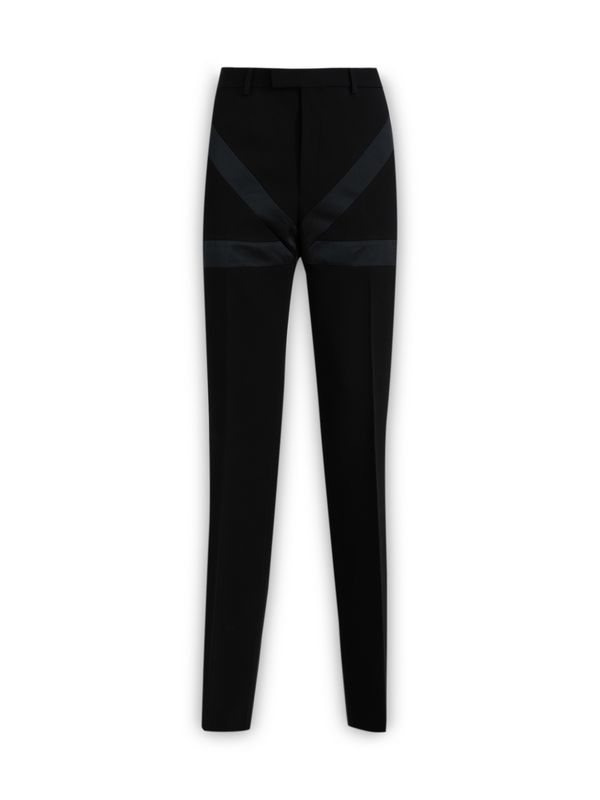 Cigarette Fit Wool Tailored Pants