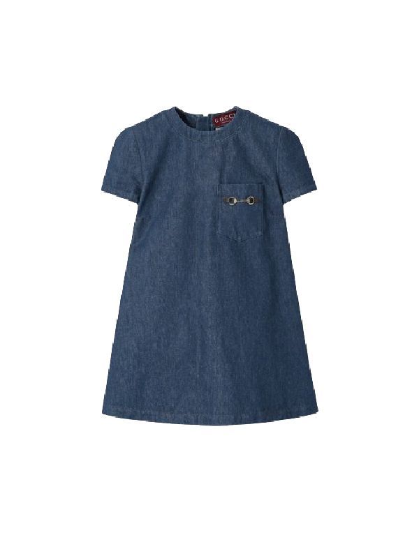 Horsebit Accent Denim Mini Dress