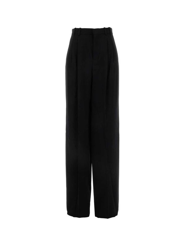 Wide Pleated Wool Tailored Pants