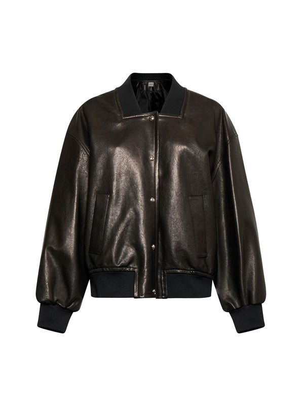 Black Lambskin Bomber Jacket