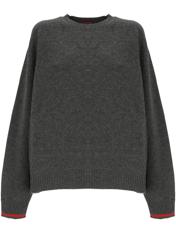 Web Detail Wool Cashmere Sweater