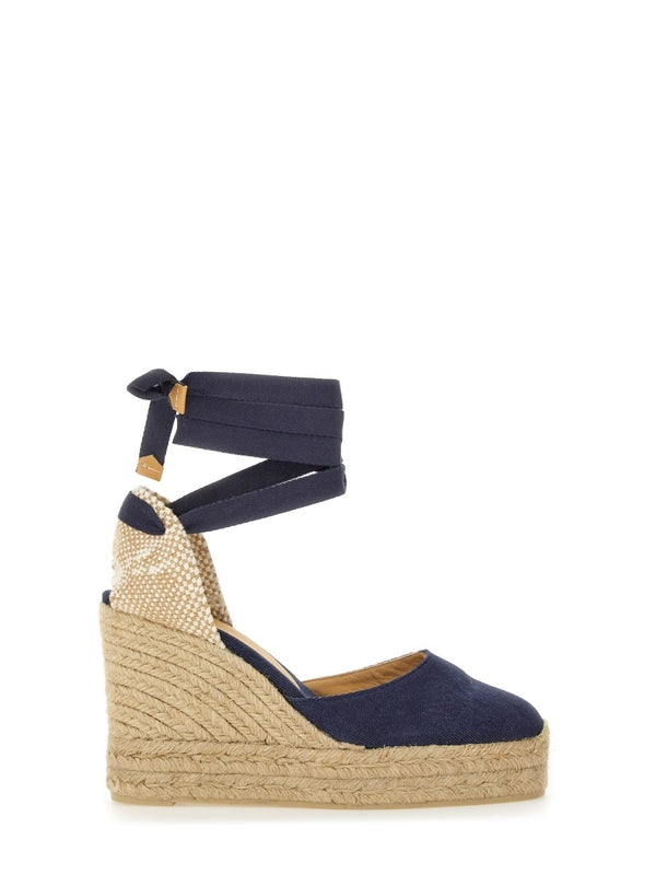 Castañer Blue Beige Wedge Sandals