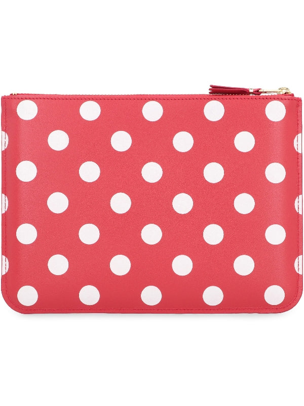 Polka Dot Leather Zip Pouch