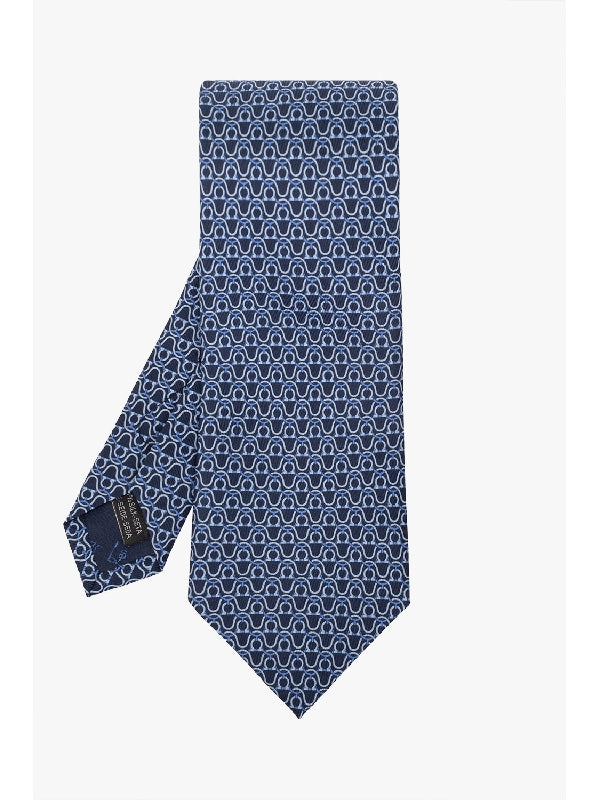 Gancini Printed Silk Tie