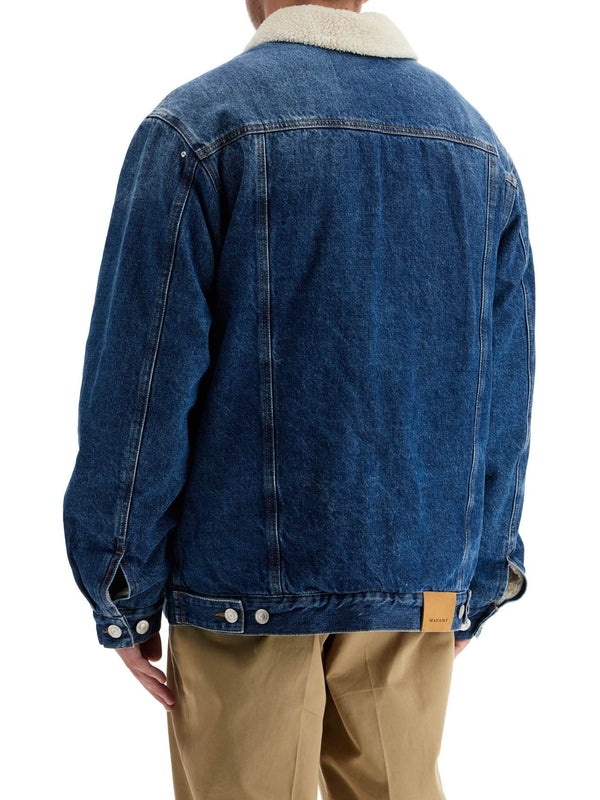 Zafao Shearling Collar Denim Jacket