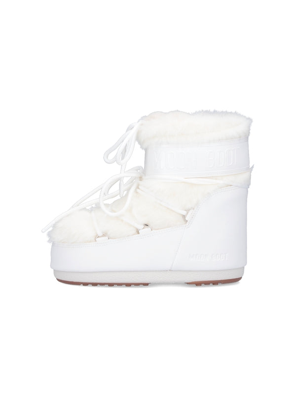 Logo Fake Fur Lace-Up Boots