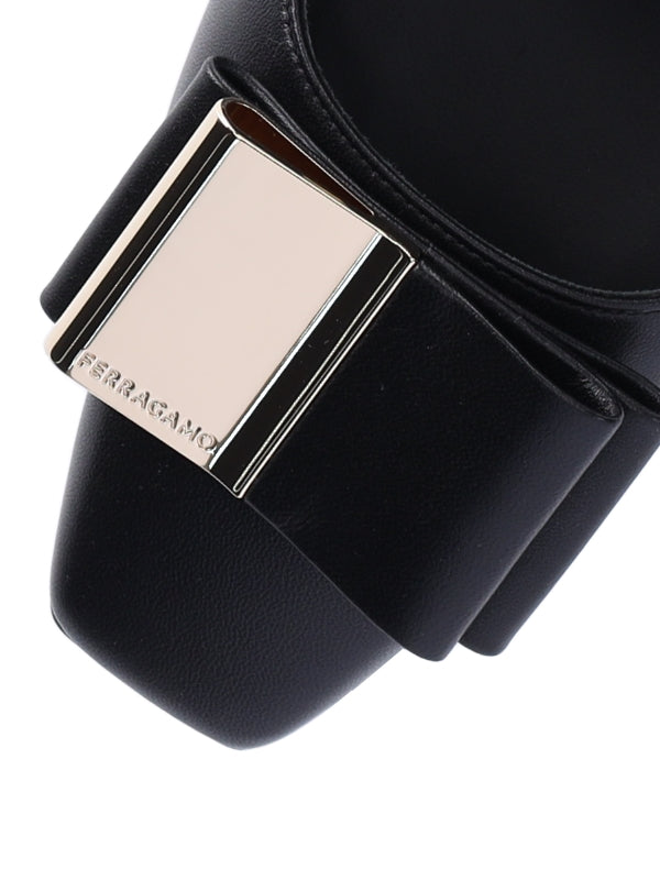 FERRAGAMO - Double Bow Leather Pumps Heels - Jente