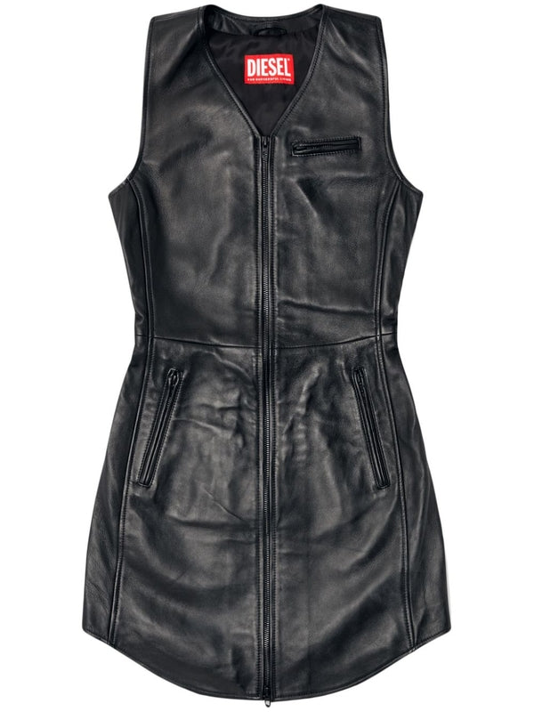 Sleeveless Leather Mini Dress